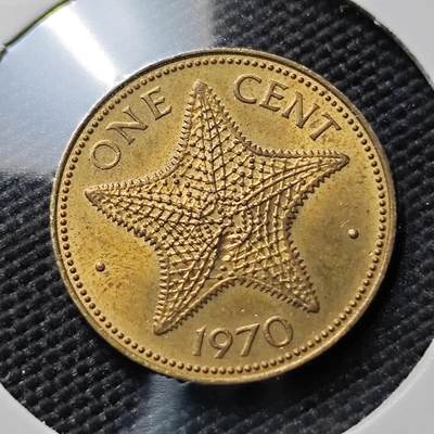 KK钱币收藏小铺  第386期  2月预留时间 周末发货 -  1970巴哈马海星1分铜币