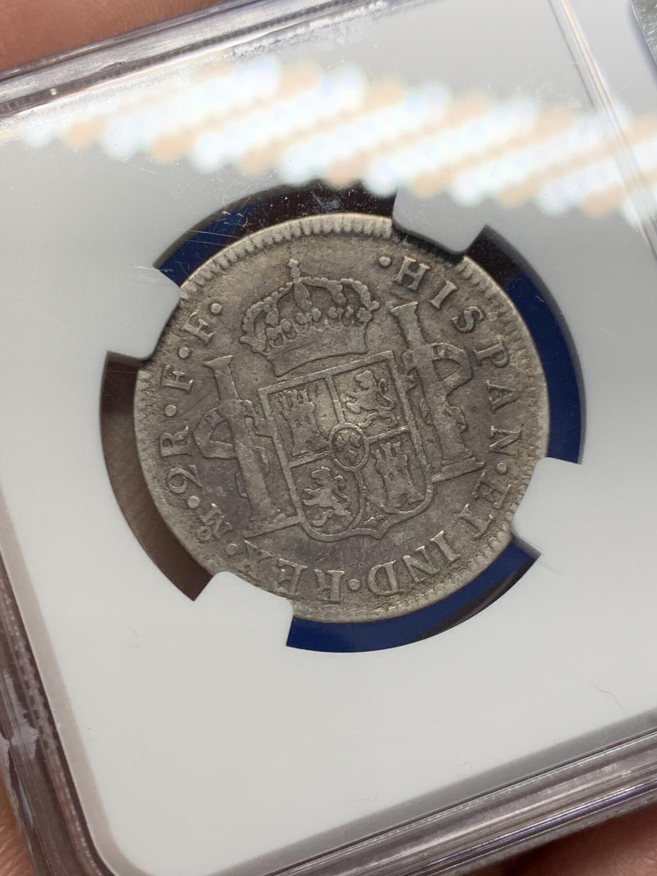 《竞宝斋》第454场 周日，周一 2场连拍 （全场包邮，欢迎送拍） NGC FD 西属墨西哥 1779年 2里亚尔 银币 细节尚可 少见品种