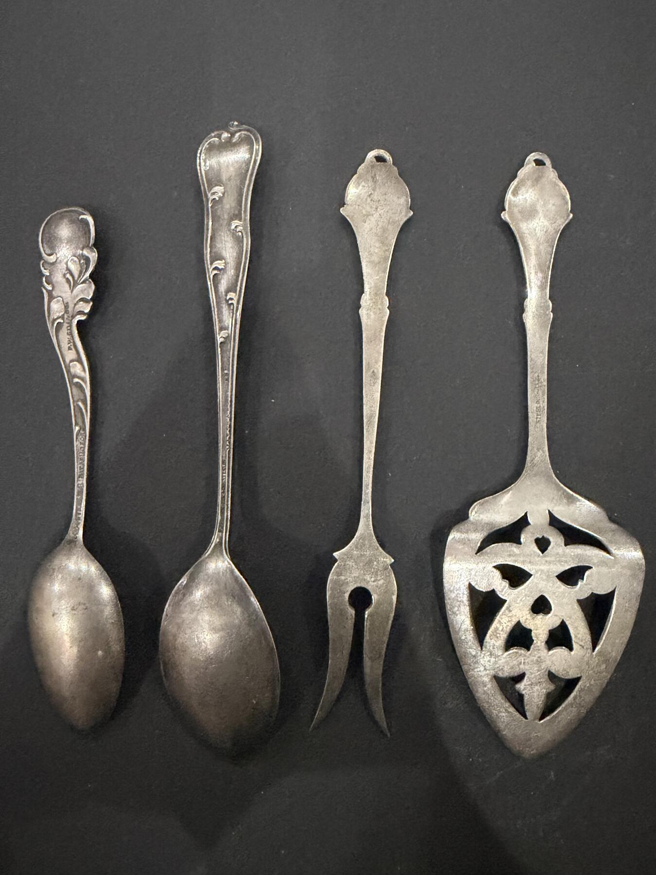 海外回流精品（欧美专场） 欧走回流纯银勺子叉子4把，58.6g。