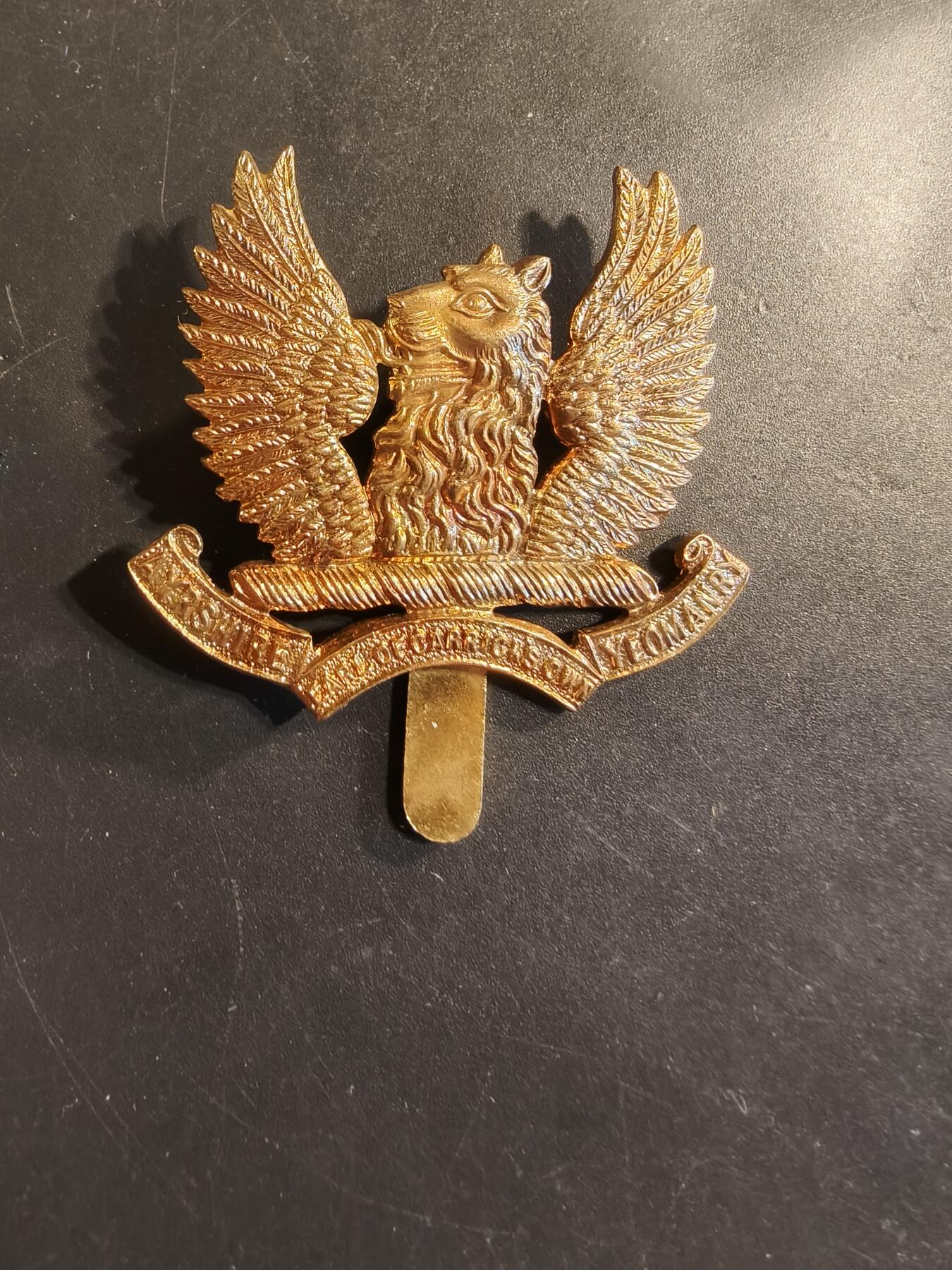 老王徽章第174期 英国艾尔郡（卡里克伯爵专属）义勇骑兵团帽徽     一战时期