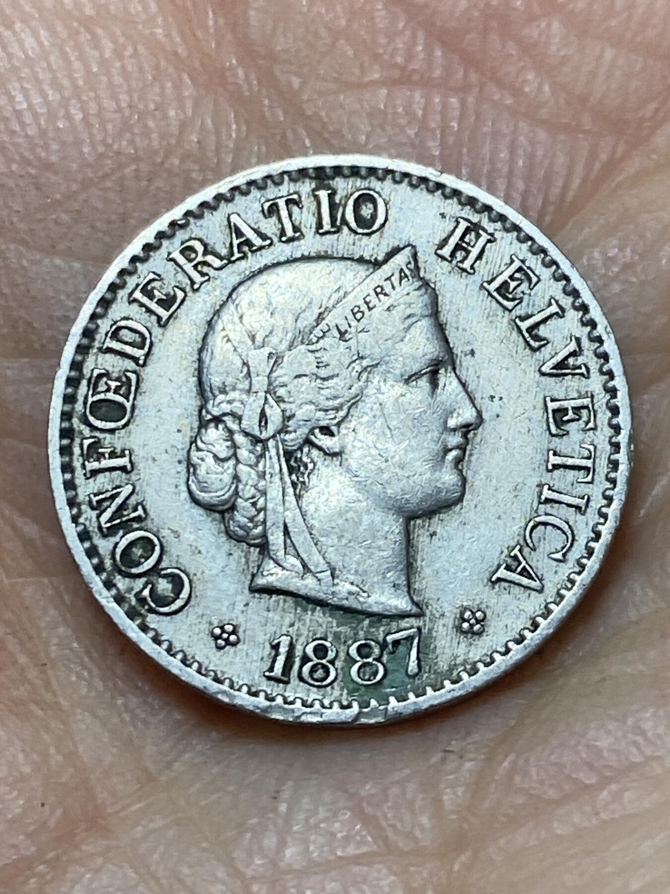 2026年第三场(总第一百七十二场）外国好品散币场(免佣金) 稀少特年–瑞士🇨🇭1887年5拉彭(第二版，B标伯尔尼造)