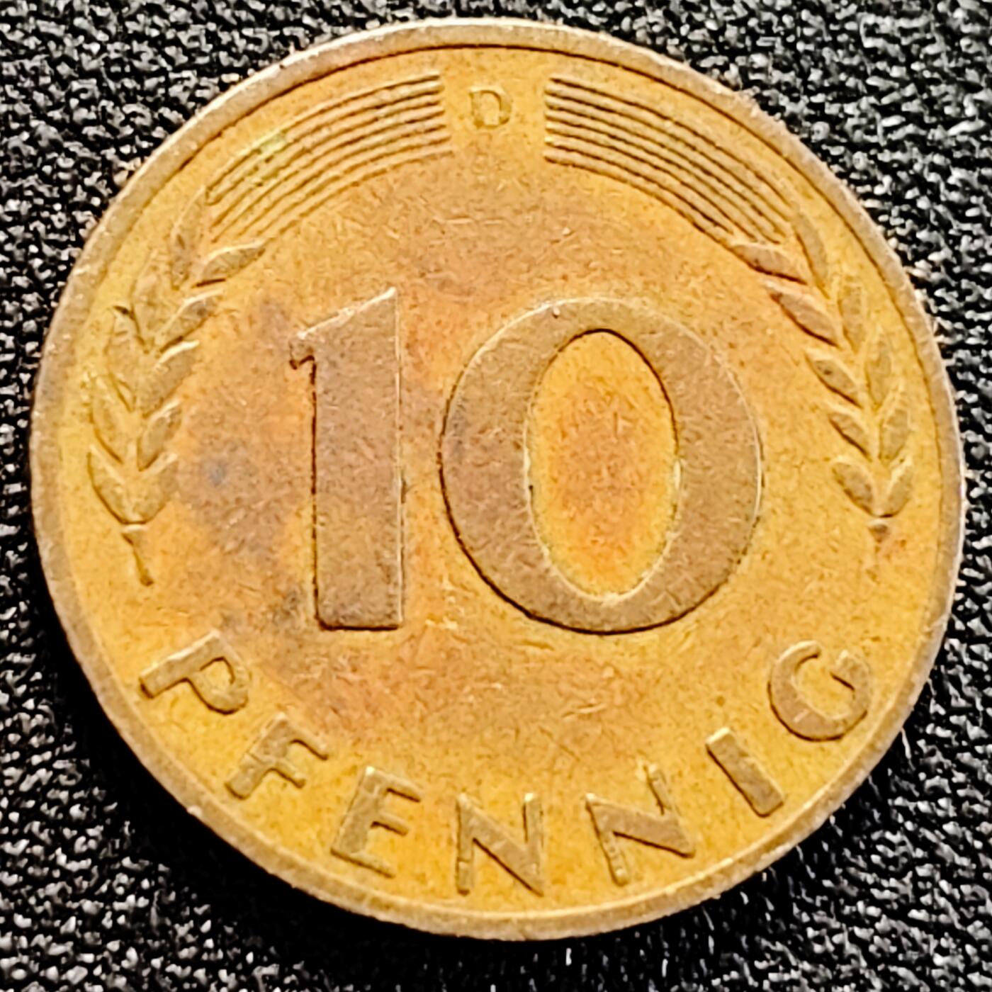 泉币菌-第162场- 新年第五场 精品福利场 1950年 联邦德国10芬尼 21.5mm