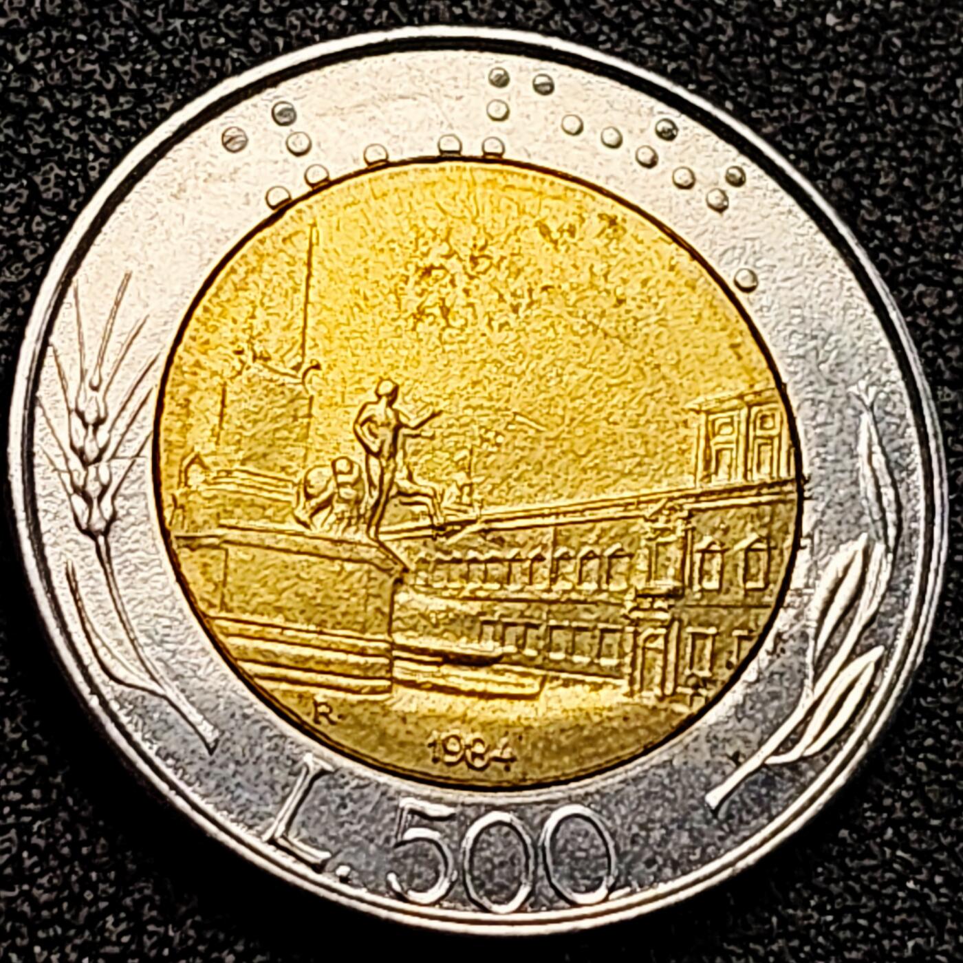 泉币菌-第162场- 新年第五场 精品福利场 罗马广场 意大利500里拉硬币 直径26MM双色币 