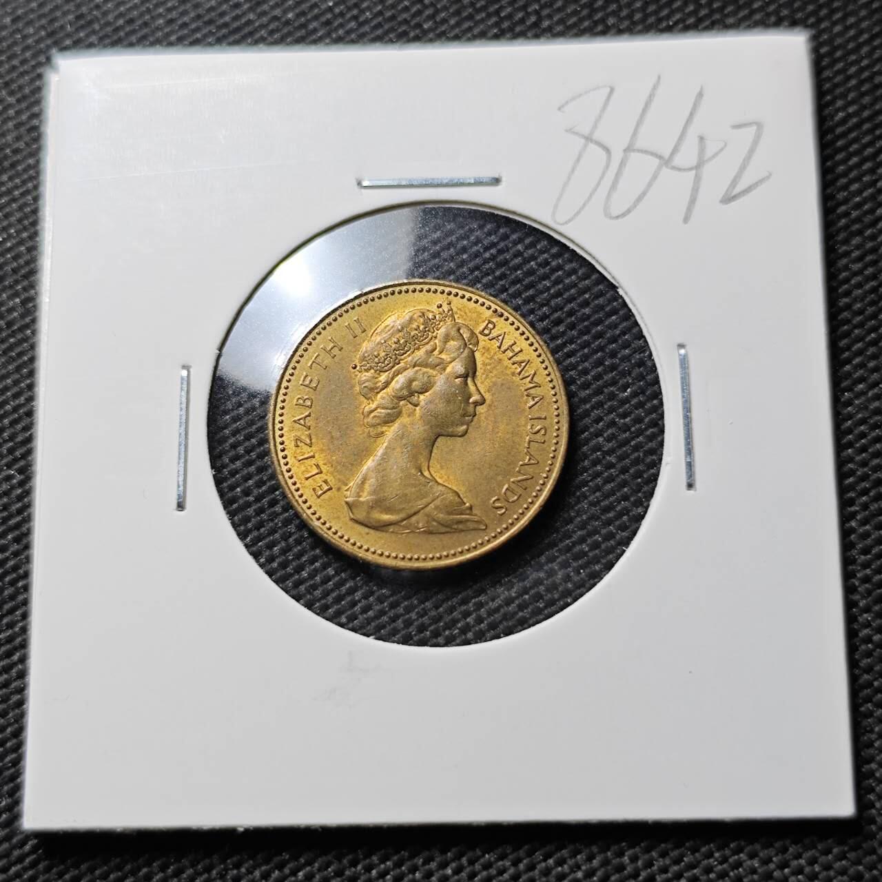 KK钱币收藏小铺  第386期  2月预留时间 周末发货  1970巴哈马海星1分铜币