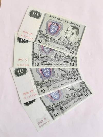 各国外币第107期 无佣金 - 瑞典10克朗 8－85品4张