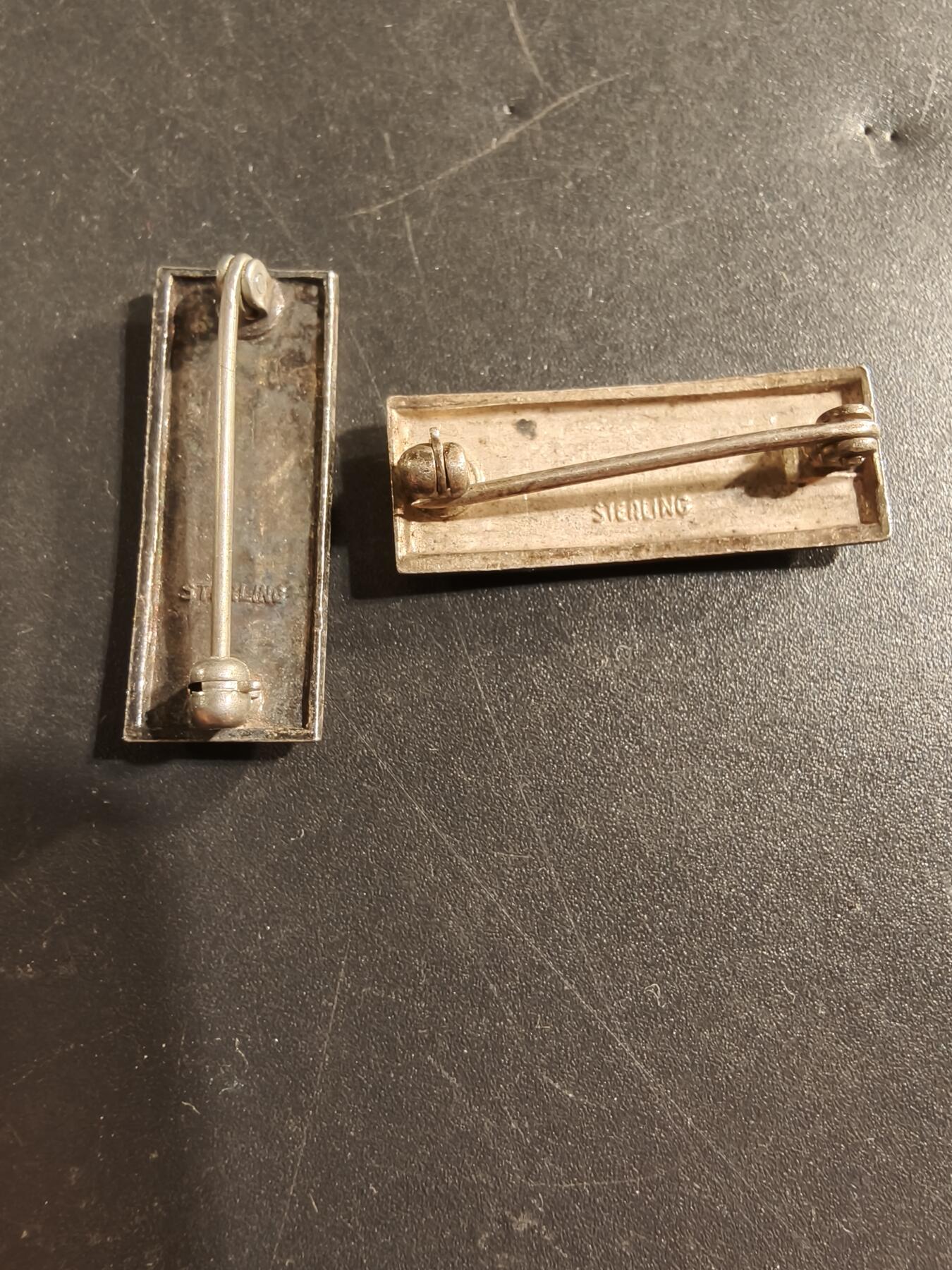 老王徽章第174期 美国陆军中尉军衔一组    二战时期横针版   925银    7g