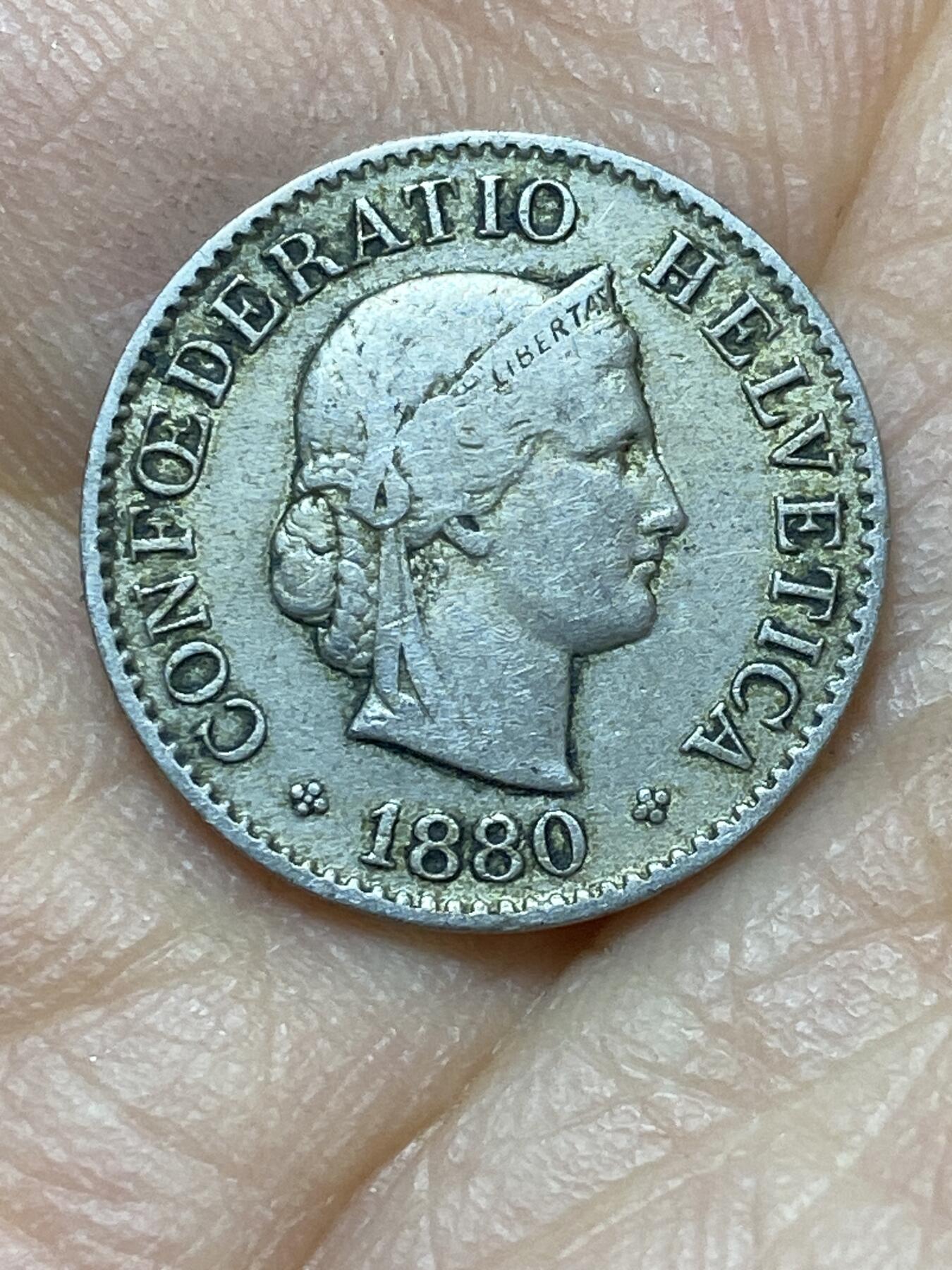 2026年第三场(总第一百七十二场）外国好品散币场(免佣金) 稀少早期年份–瑞士🇨🇭1880年5拉彭(第二版，B标伯尔尼造)