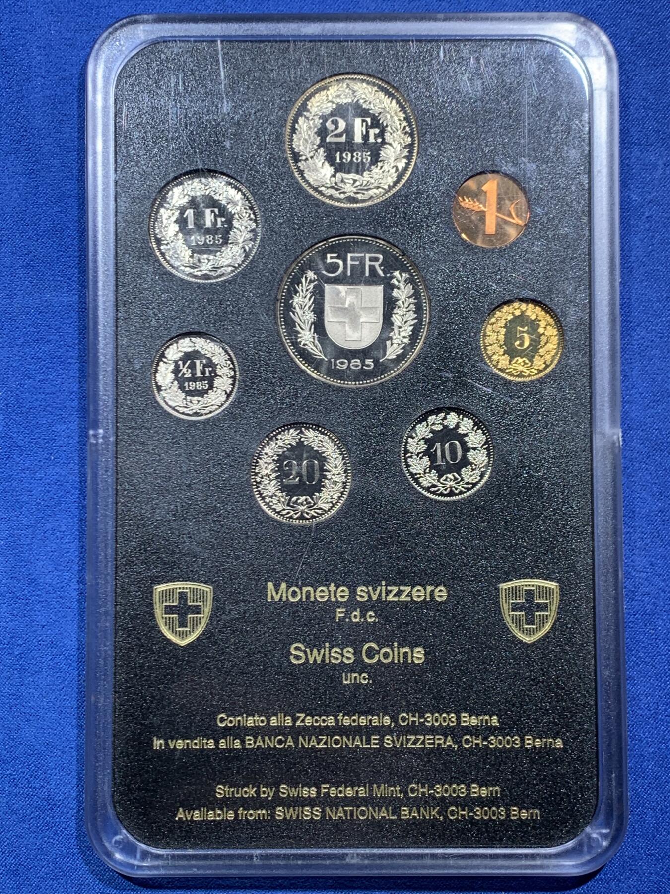 《竞宝斋》第454场 周日，周一 2场连拍 （全场包邮，欢迎送拍） 瑞士1985年精制套币