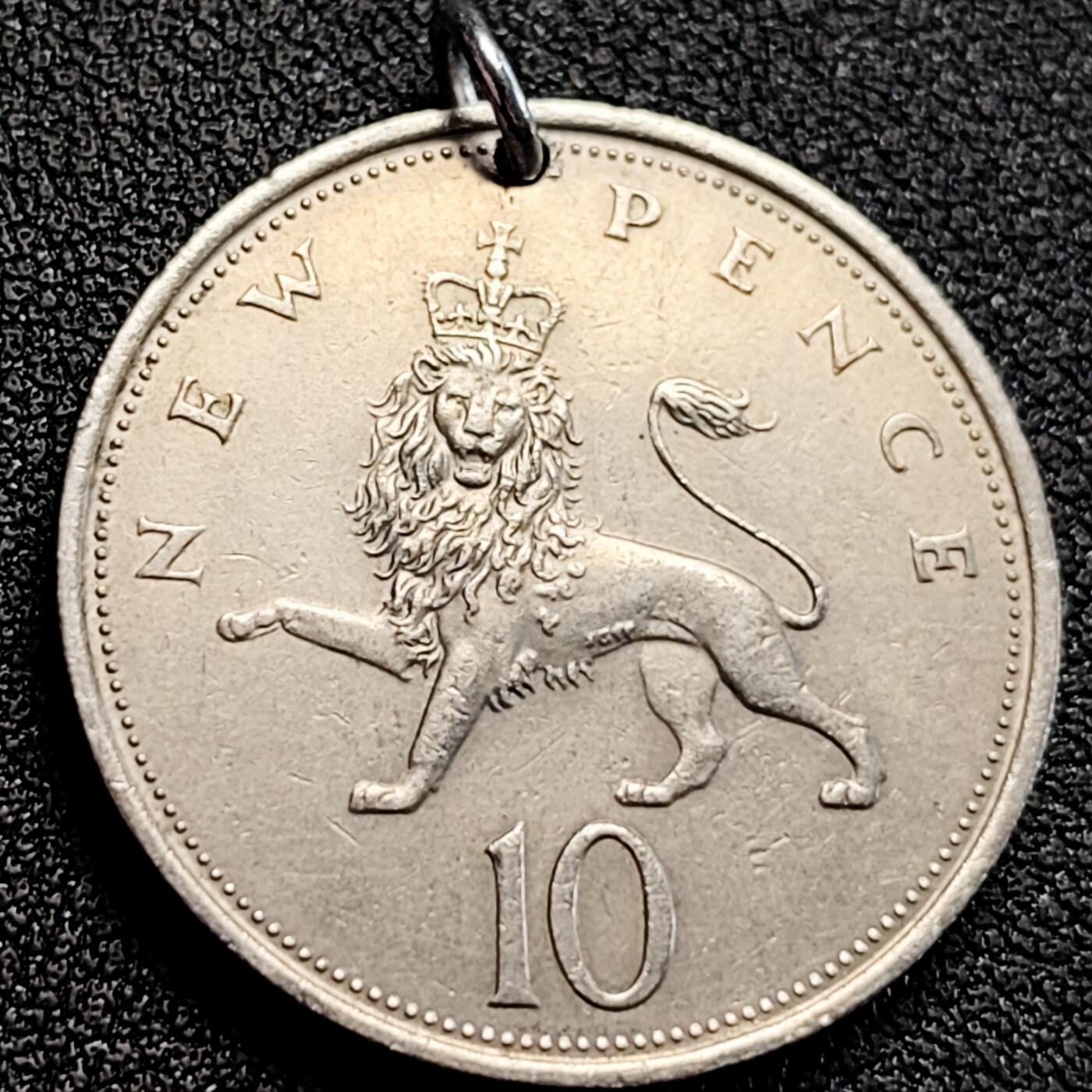 泉币菌-第163场-新年第六场 精品福利场 狮子 英国早期10便士镍币 28.5mm大直径 1969年