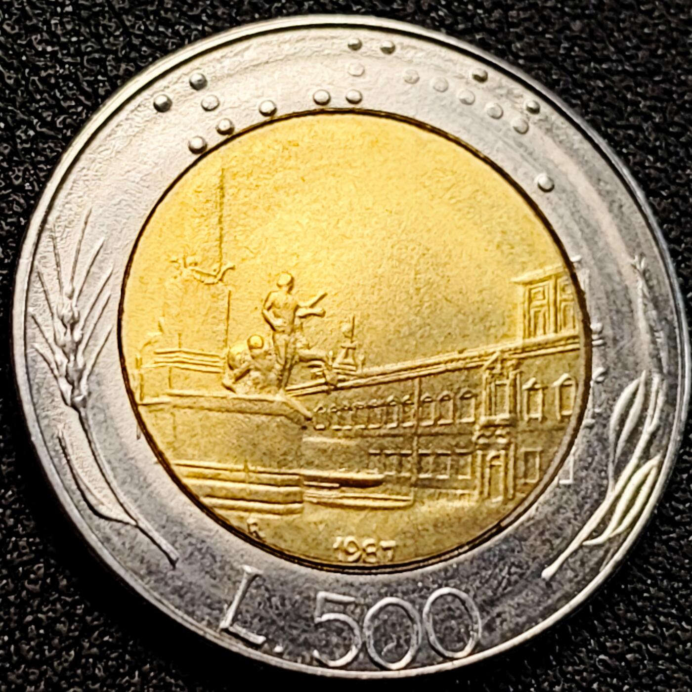 泉币菌-第163场-新年第六场 精品福利场 罗马广场 意大利500里拉硬币 直径26MM双色币 