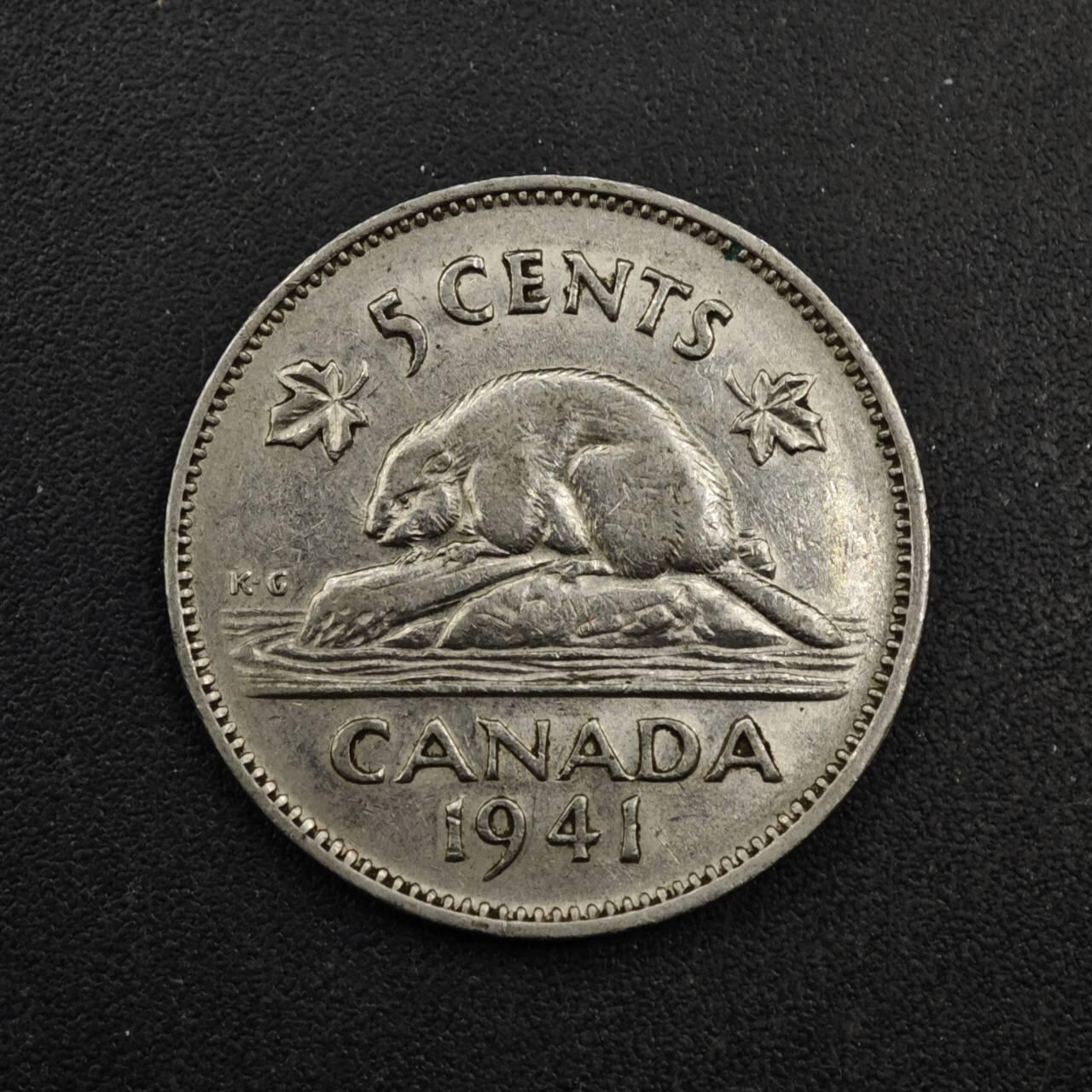 【淘币小摊】实时拍第八百四十一拍   散币批量币场   满百包邮可预留二周 每周一统一发货   加拿大1941年乔治六世5分镍币