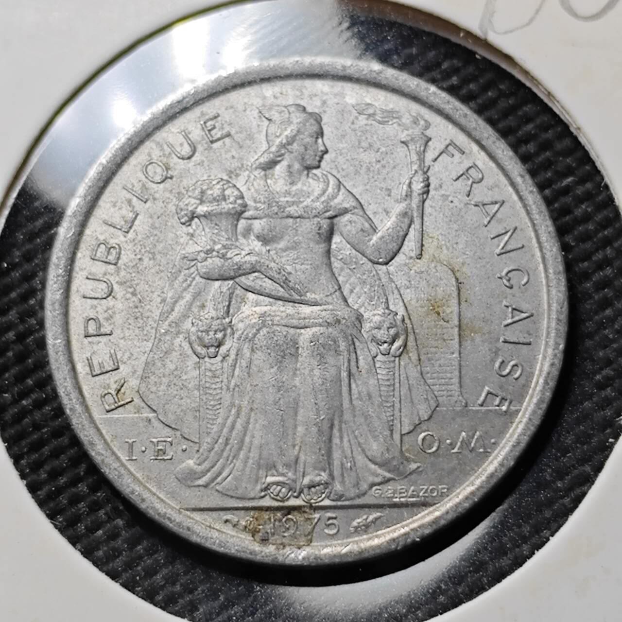 KK钱币收藏小铺  第386期  2月预留时间 周末发货  1975法属波利尼西亚1法郎