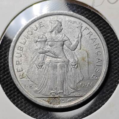 KK钱币收藏小铺  第386期  2月预留时间 周末发货 -  1975法属波利尼西亚1法郎