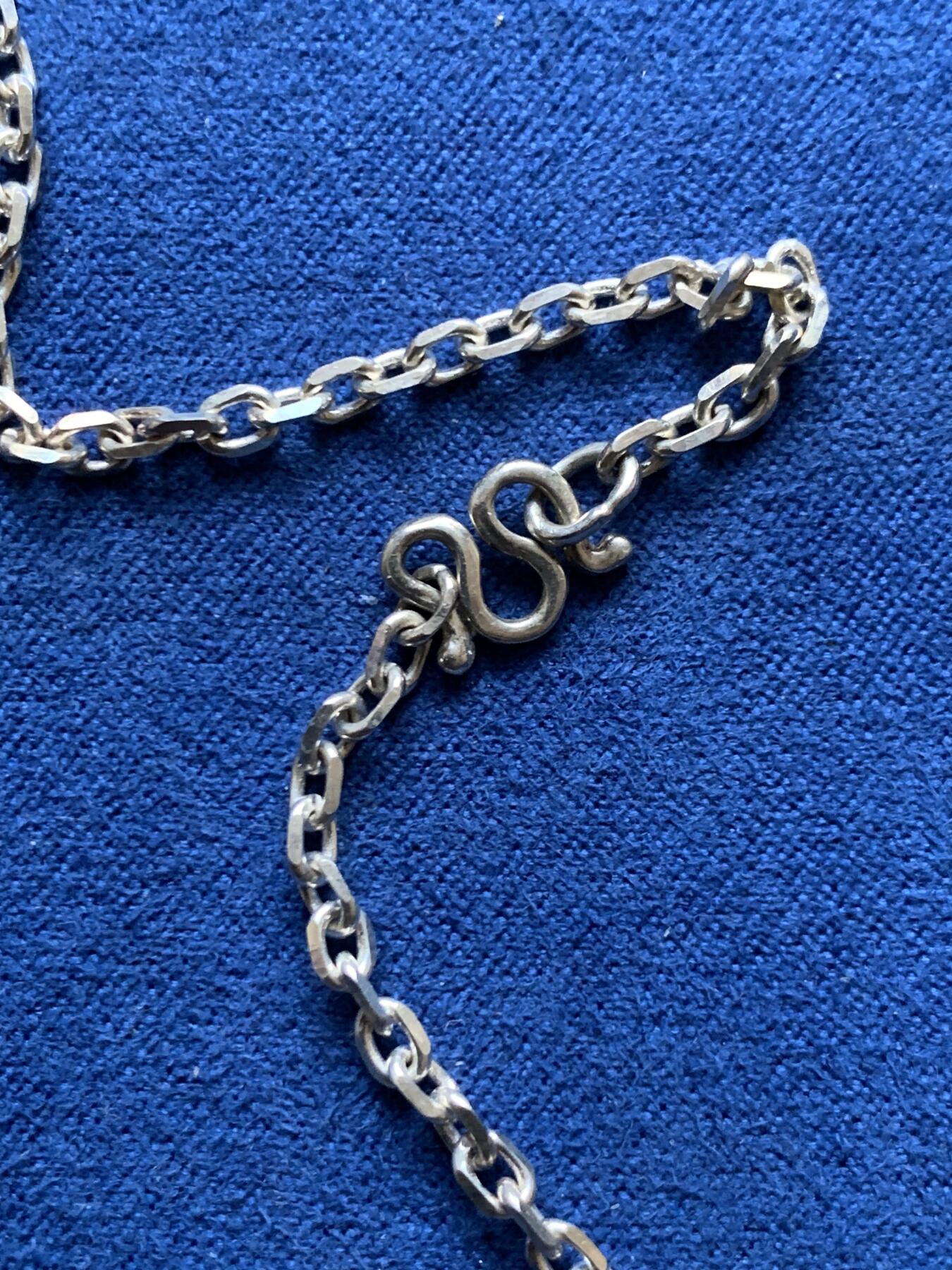 《竞宝斋》第454场 周日，周一 2场连拍 （全场包邮，欢迎送拍） 925银 原色银项链 8.9克