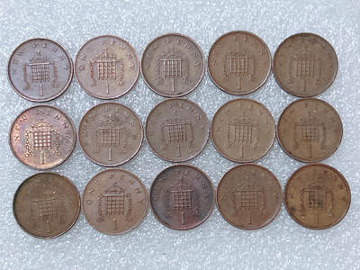 第一海外回流一元起拍收藏 散集专场  第287期 - 英国1便士硬币 15枚 花冠女王版