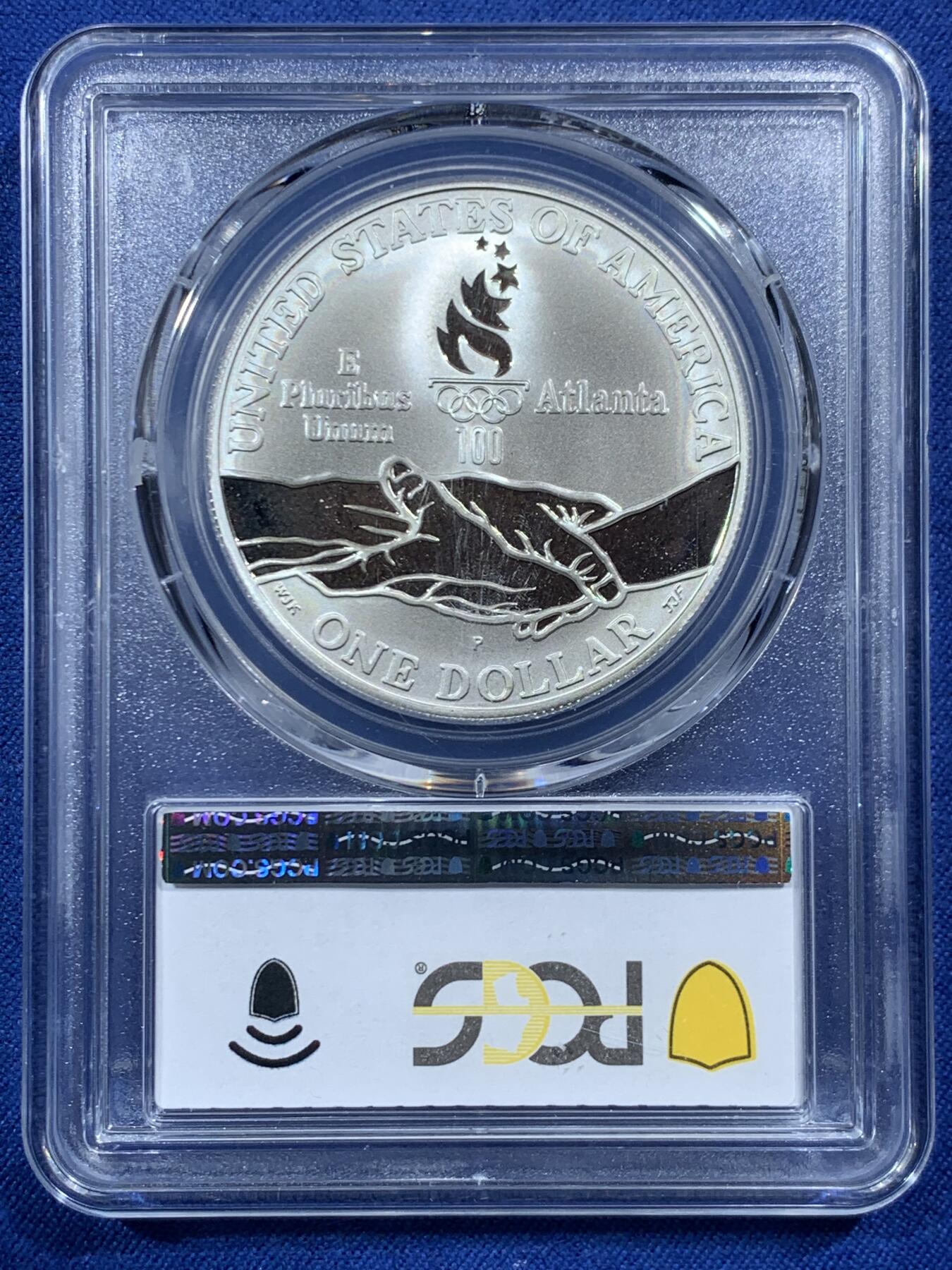 《竞宝斋》第454场 周日，周一 2场连拍 （全场包邮，欢迎送拍） PCGS PR68DCAM 美国1995年1元百年奥运-体操精制纪念银币 26.7克 900银