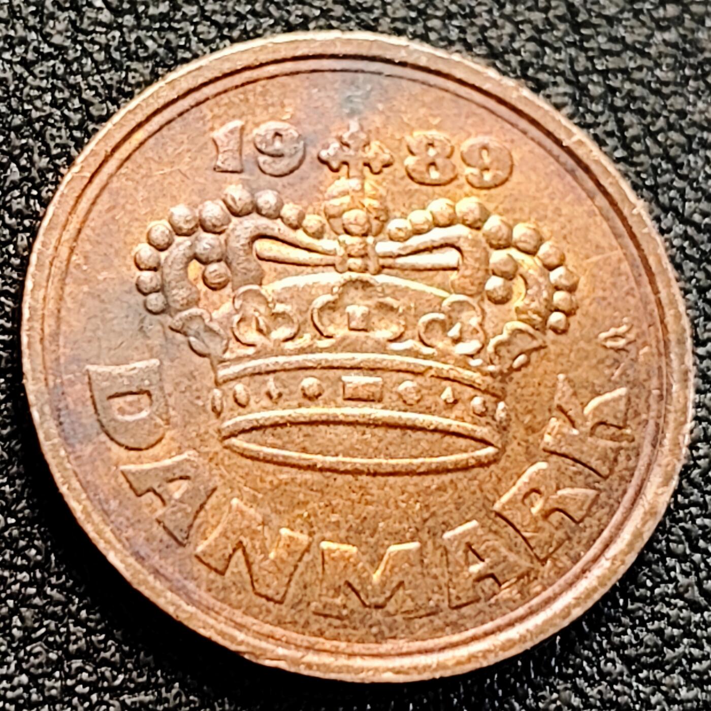 泉币菌-第163场-新年第六场 精品福利场 皇冠 丹麦50欧尔铜币 克里斯蒂安五世的王冠 直径21.5mm 