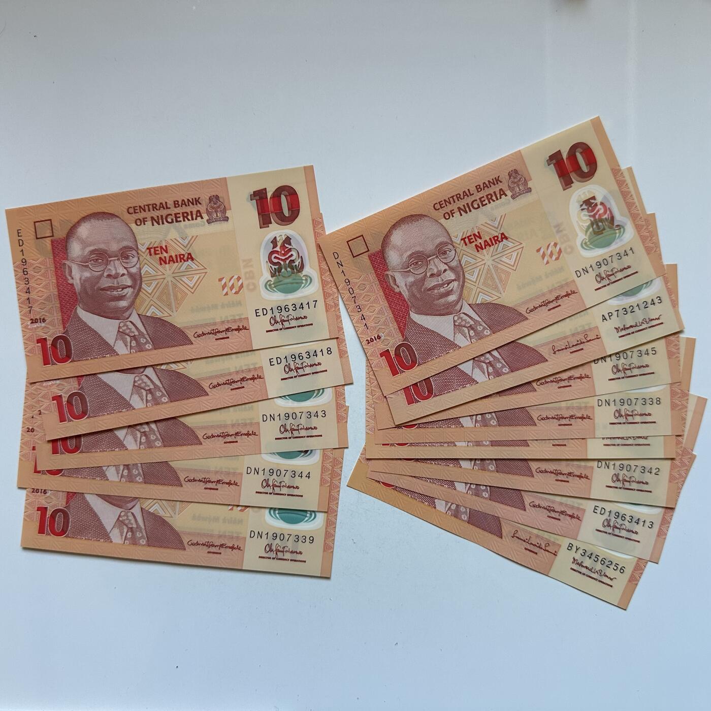 🌹外币初藏🌹🐯2026年第3场  每周二四六晚8️⃣点 接代拍 尼日利亚2016年10奈拉 全新塑料钞13张
