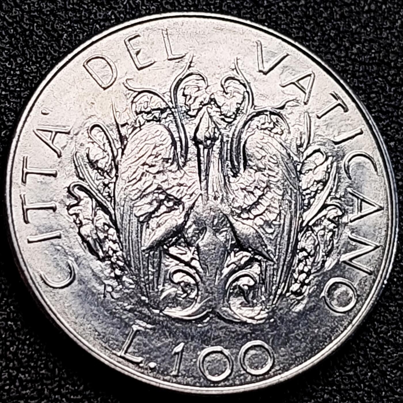 泉币菌-第163场-新年第六场 精品福利场 原光美品 抚育幼雏 1989年梵蒂冈100里拉合金钢币  教皇约翰保罗二世 28MM 