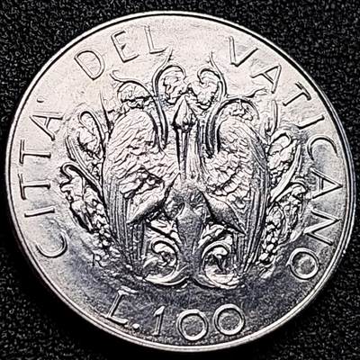 泉币菌-第163场-新年第六场 精品福利场 - 原光美品 抚育幼雏 1989年梵蒂冈100里拉合金钢币  教皇约翰保罗二世 28MM 