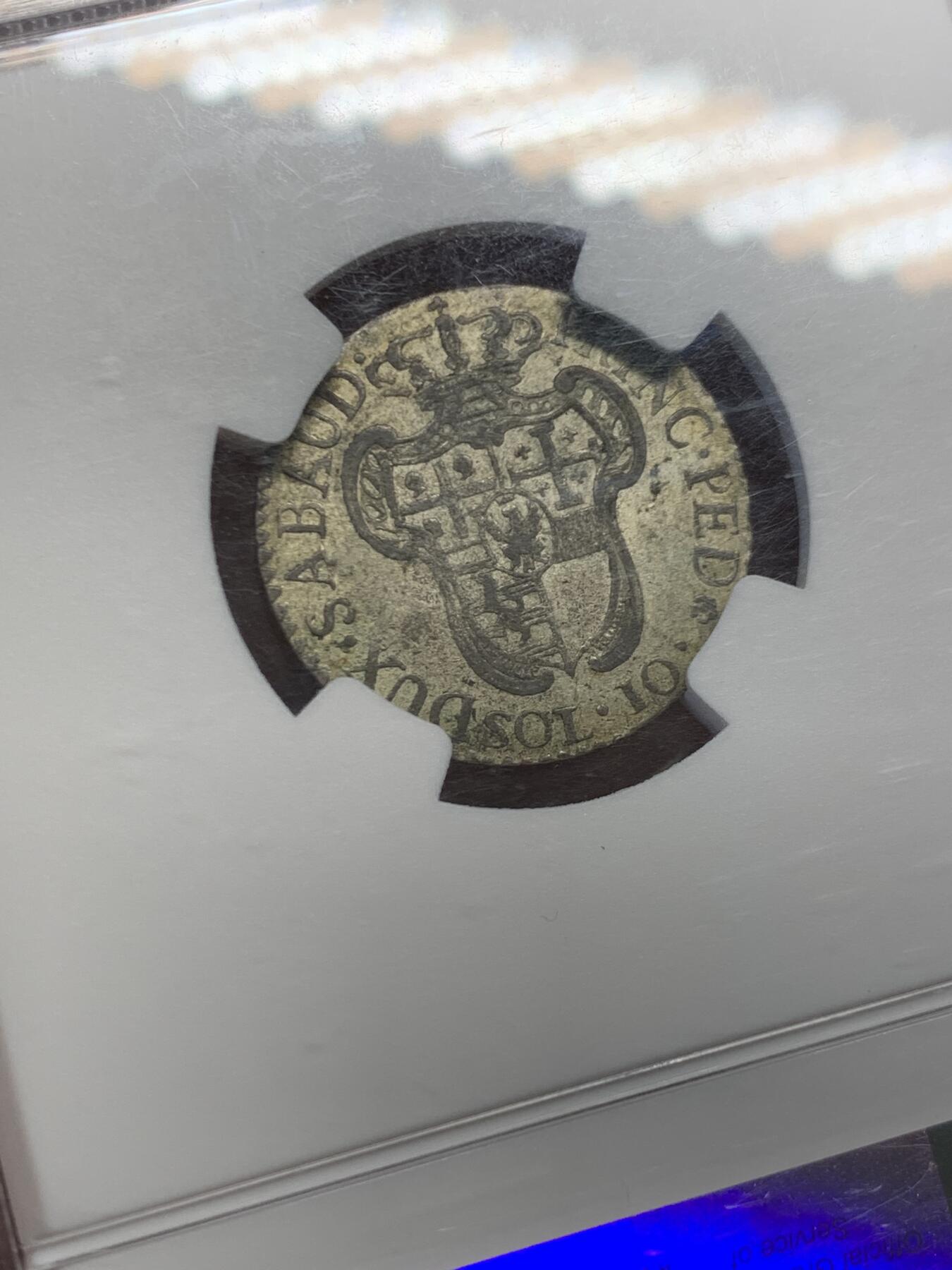 《竞宝斋》第454场 周日，周一 2场连拍 （全场包邮，欢迎送拍） NGC XF45 意大利 撒丁王国 1794年 10索尔 银币 细节不错 少见品种