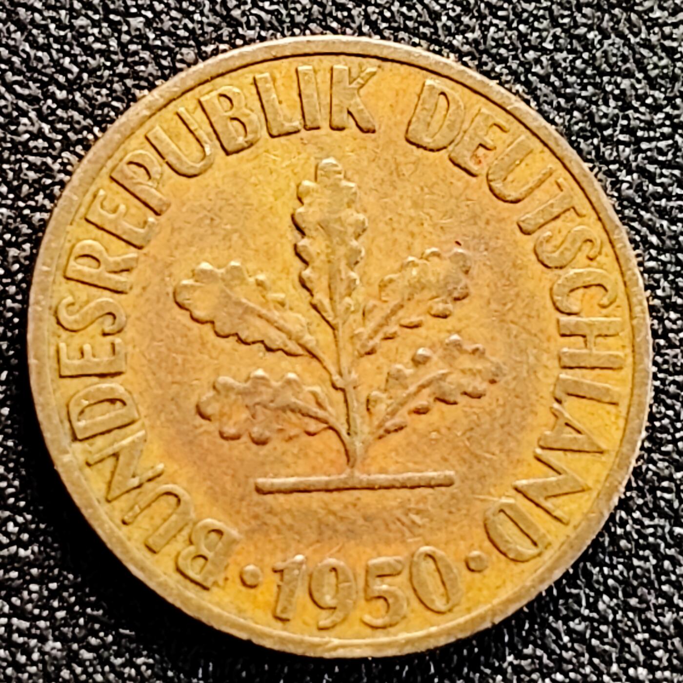 泉币菌-第162场- 新年第五场 精品福利场 1950年 联邦德国10芬尼 21.5mm