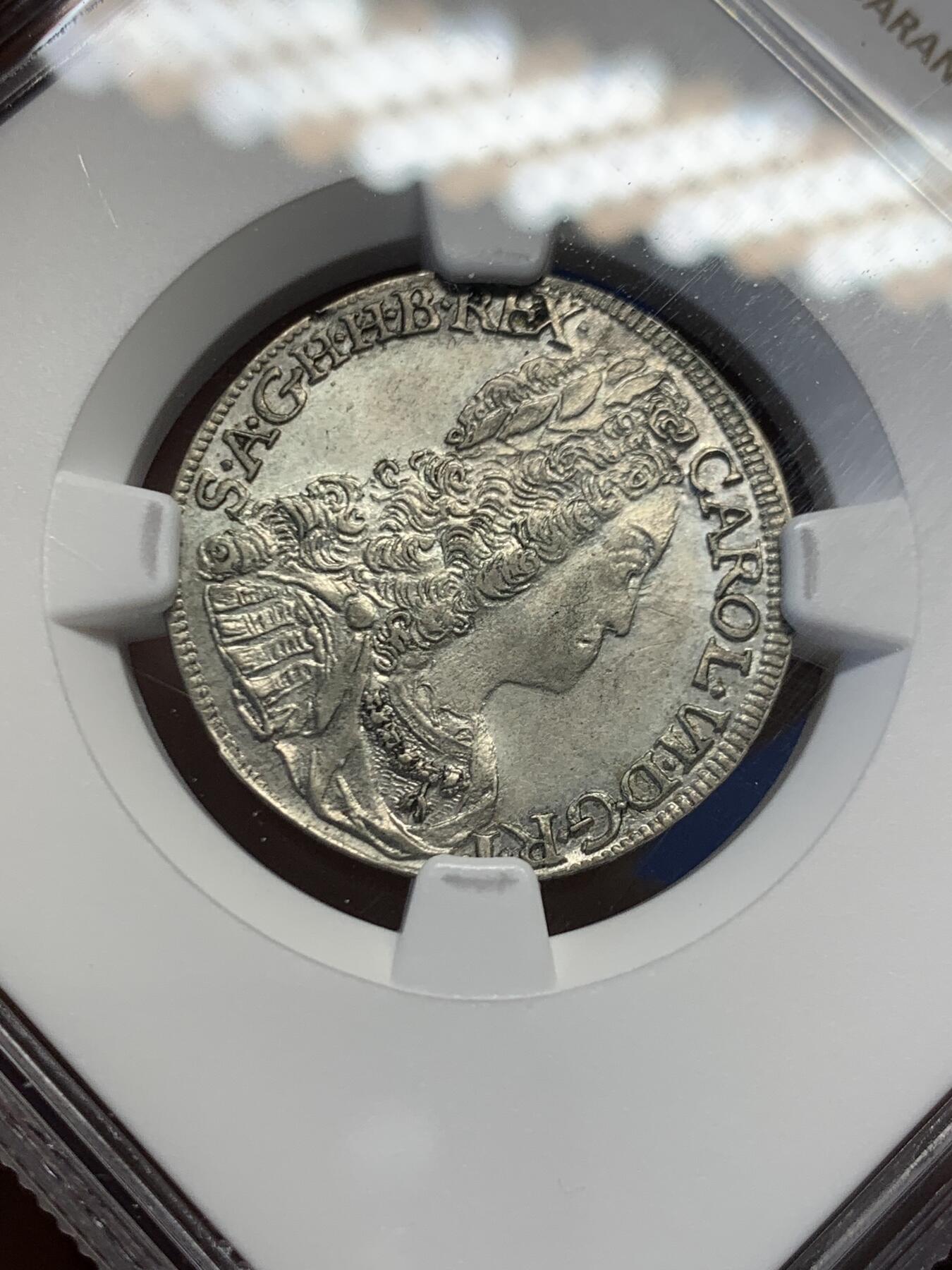 《竞宝斋》第454场 周日，周一 2场连拍 （全场包邮，欢迎送拍） NGC AU58 神圣罗马帝国 1729年 奥地利卡尔六世 6克鲁泽银币 辅币好品比起泰勒更为难得