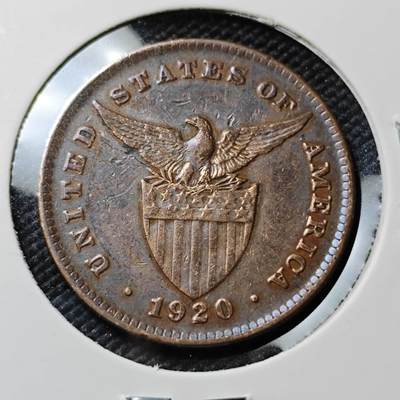 KK钱币收藏小铺  第386期  2月预留时间 周末发货 -  1920美属菲律宾1分铜币