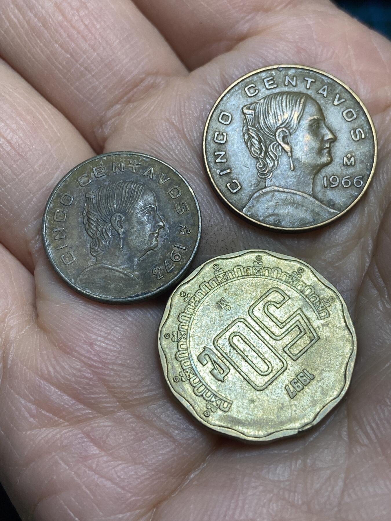 2026年第三场(总第一百七十二场）外国好品散币场(免佣金) 墨西哥🇲🇽3枚：1997年50分，1966年5分，1973年5分