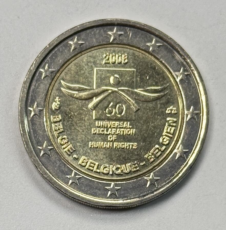 S&S Numismatic世界钱币-拍卖 第117期  比利时2008年 人权宣言60周年 2欧元双色纪念币