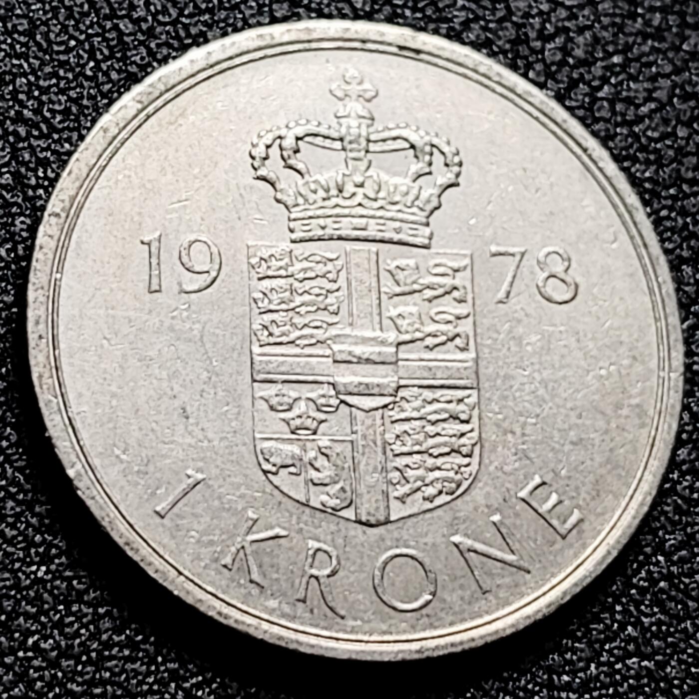 泉币菌-第165场-新年第八场 精品福利场 丹麦1克朗铜镍币 玛格丽特二世 25mm