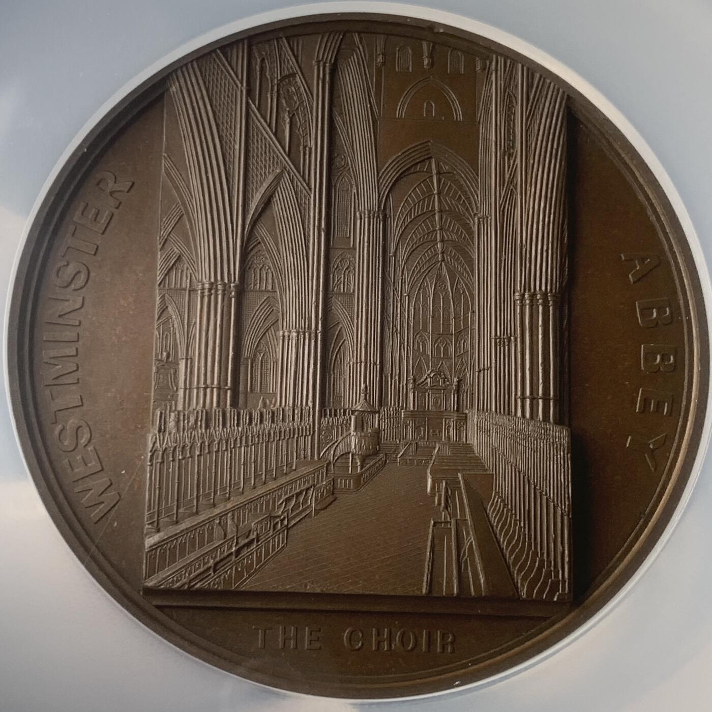 掌中浮雕-藏着的欧洲第048场 NGC MS63 ：英国威斯敏斯特教堂铜章，60mm