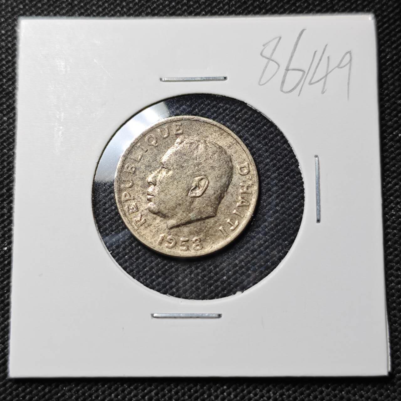 KK钱币收藏小铺  第386期  2月预留时间 周末发货  1958海地5分