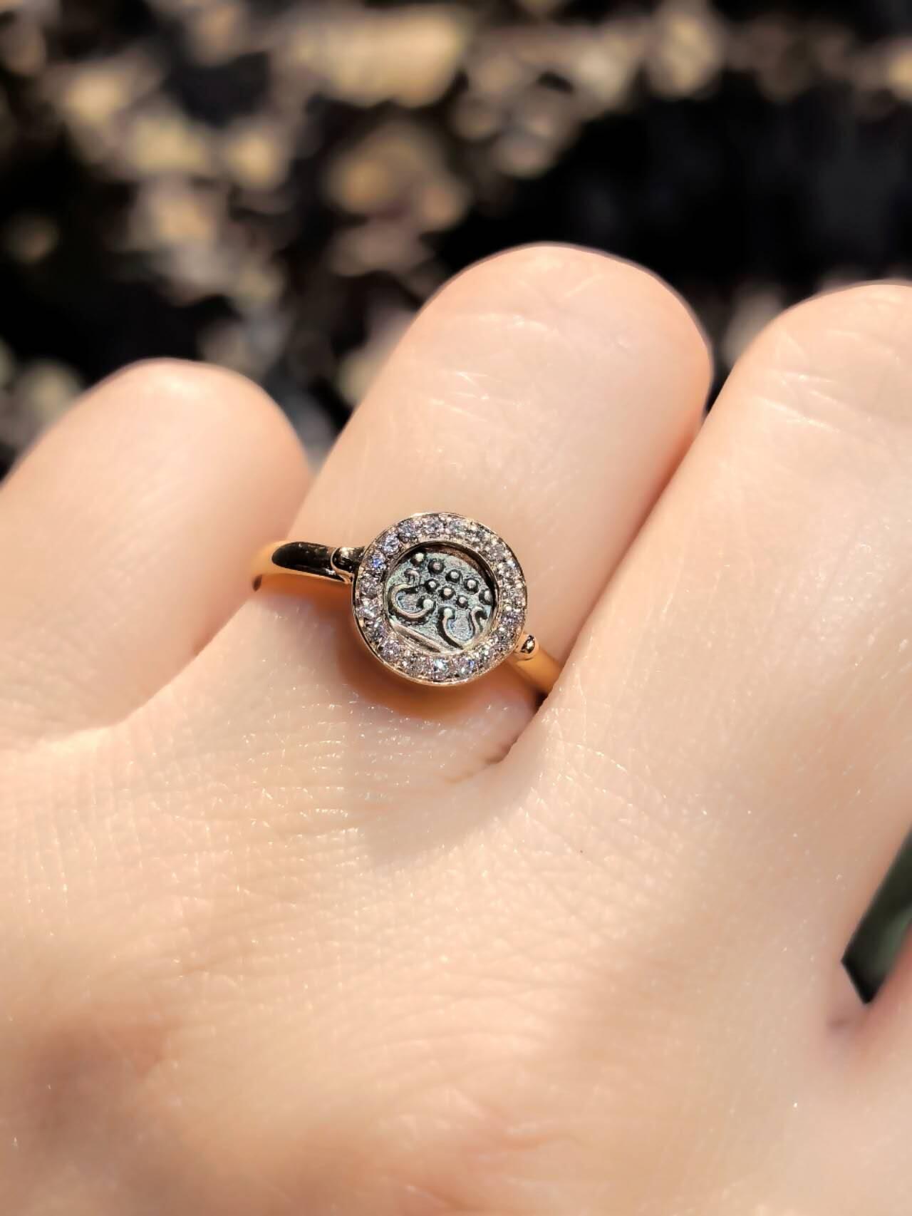 #戒指 小银币戒指 18K金古币戒指 法兰银币戒指 可叠戴，多戴款古币戒指 