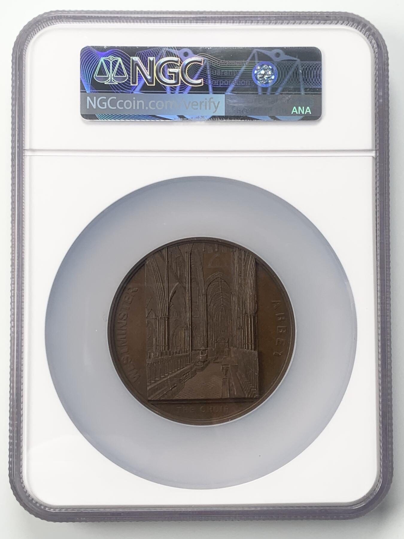 掌中浮雕-藏着的欧洲第048场 NGC MS63 ：英国威斯敏斯特教堂铜章，60mm