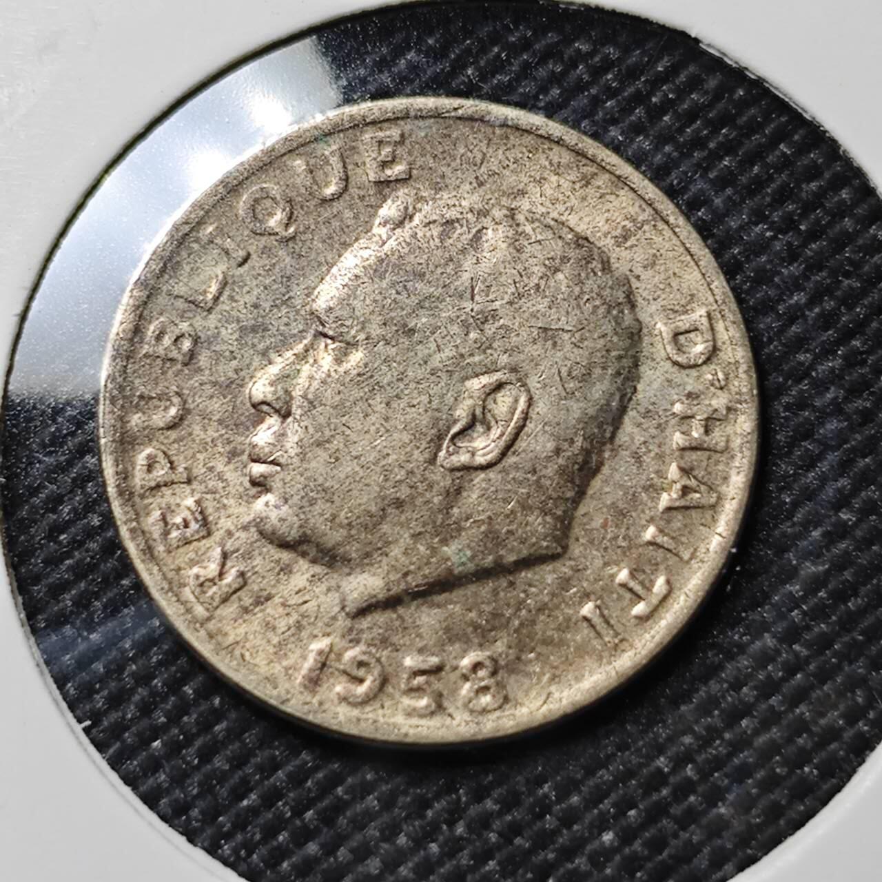 KK钱币收藏小铺  第386期  2月预留时间 周末发货  1958海地5分