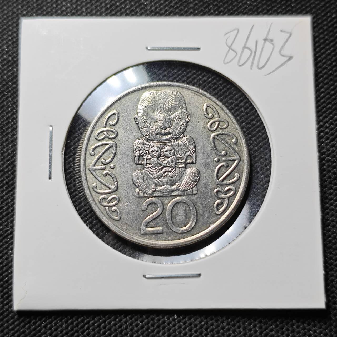 KK钱币收藏小铺  第386期  2月预留时间 周末发货  1990新西兰20分 大版