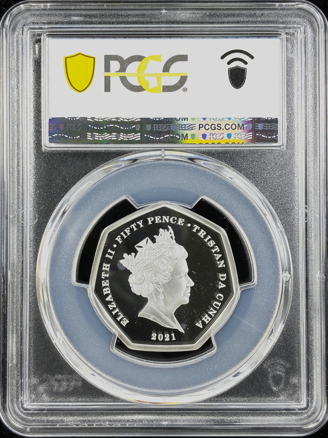 【雨安】【直播拍卖】【第0123期-评级币章】2026-01-10 周六 19:30 [评级现代] Tristan da Cunha 特里斯坦-达库尼亚群岛 50便士 2021年 密码学家琼·克拉克 PCGS-PR69DCAM 精制币