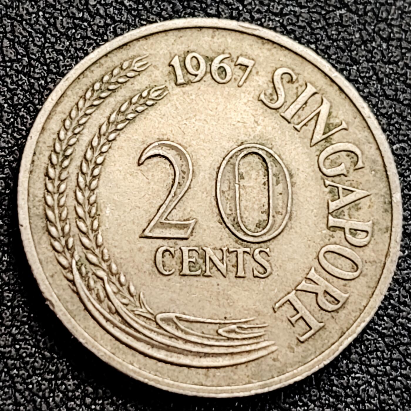 泉币菌-第164场-新年第七场 精品福利场 剑鱼 新加坡20硬币 直径24mm 1967年