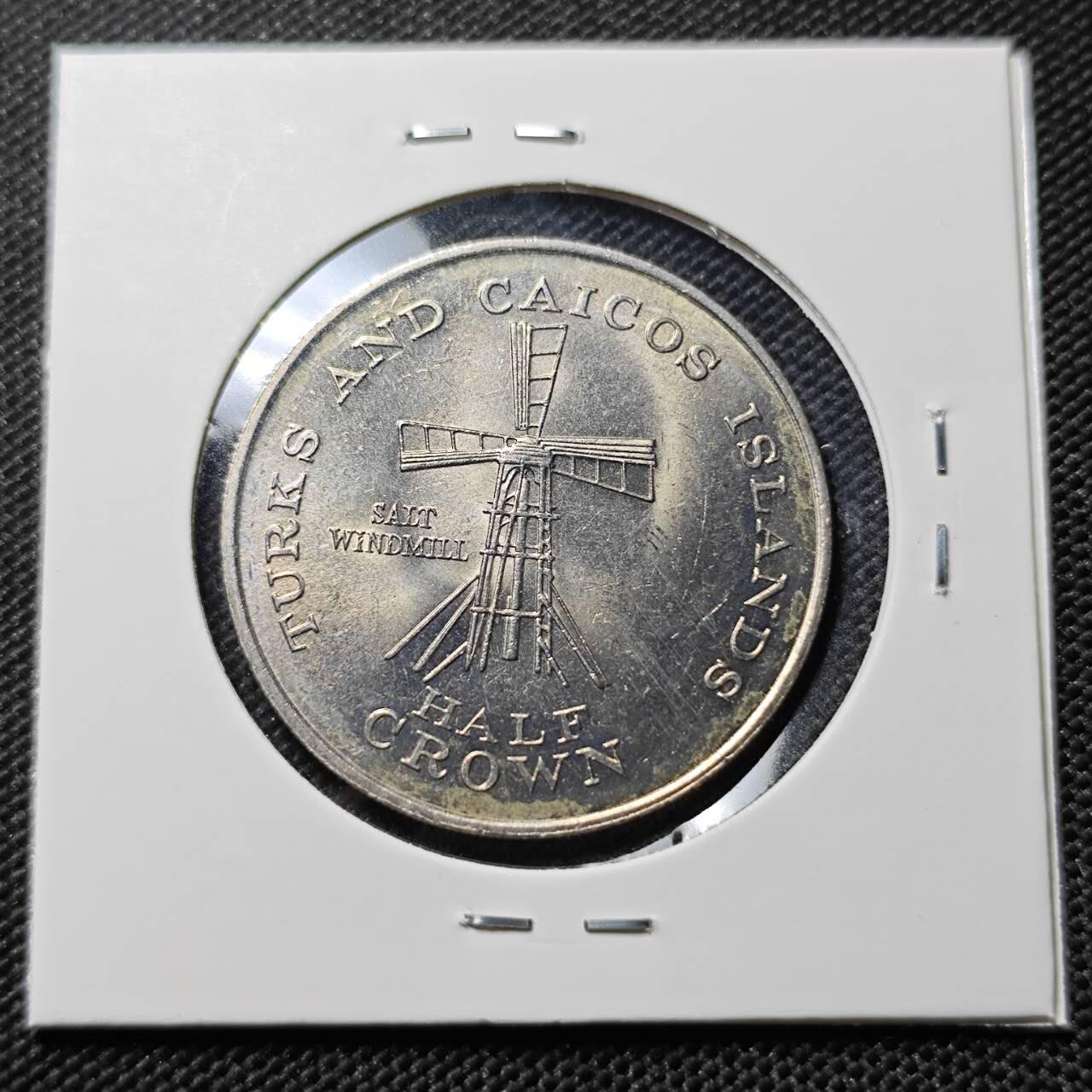 KK钱币收藏小铺  第387期  2月预留时间 周末发货   英属特克斯和凯特斯1/2克朗