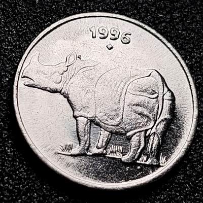 泉币菌-第165场-新年第八场 精品福利场 - 犀牛 印度1996年 25派沙动物硬币 19毫米 