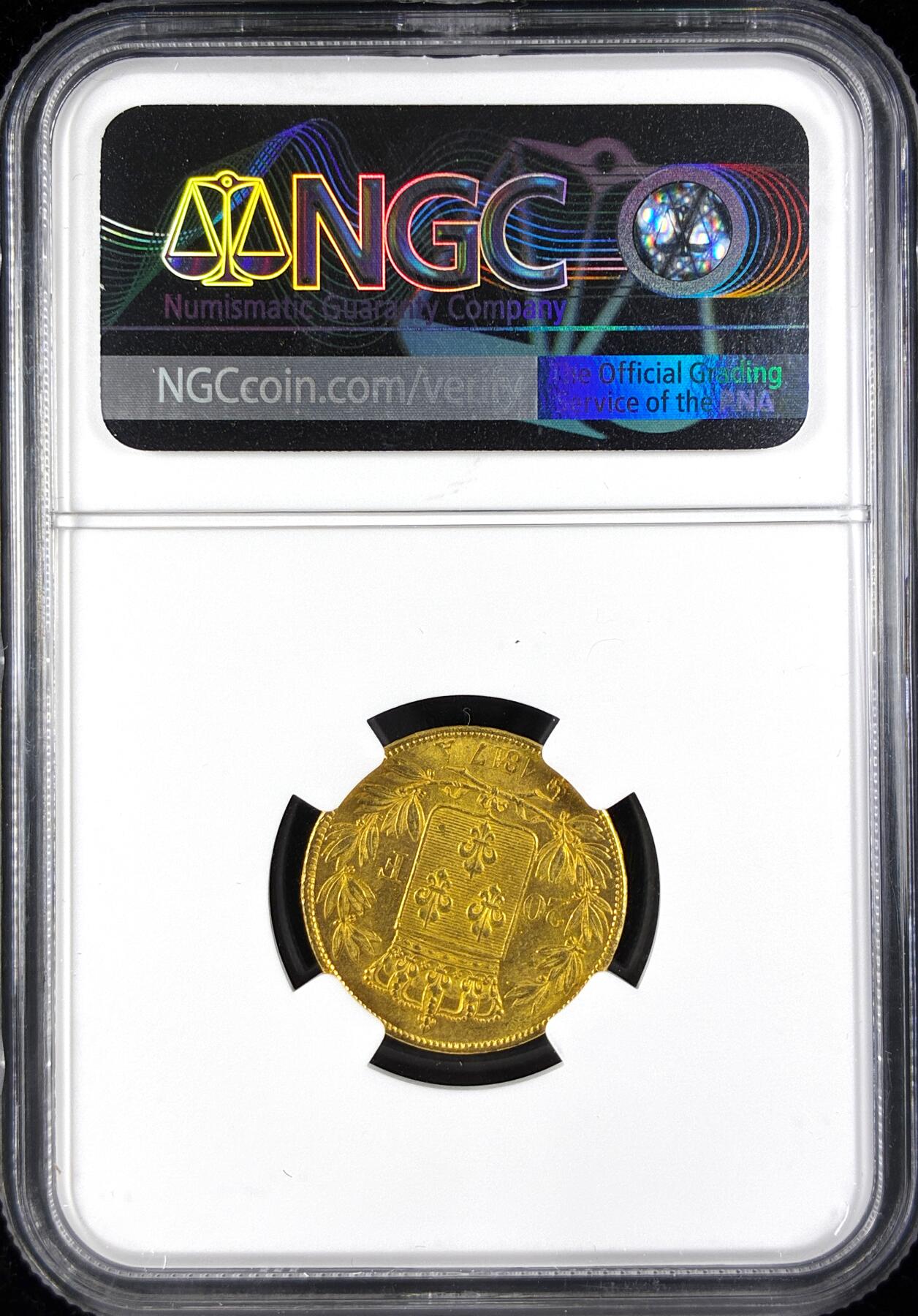 【雨安】【直播拍卖】【第0123期-评级币章】2026-01-10 周六 19:30 [金铂金币] [金币] France 法国 20法郎 1817年 路易十八  NGC-UNC