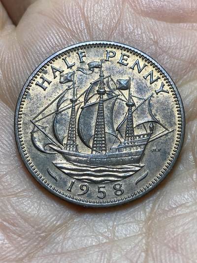 2026年第四场(总第一百七十三场）外国好品散币场(免佣金) - 带光好品–英国🇬🇧1958年半便士(伊丽莎白二世青年桂冠第二版)