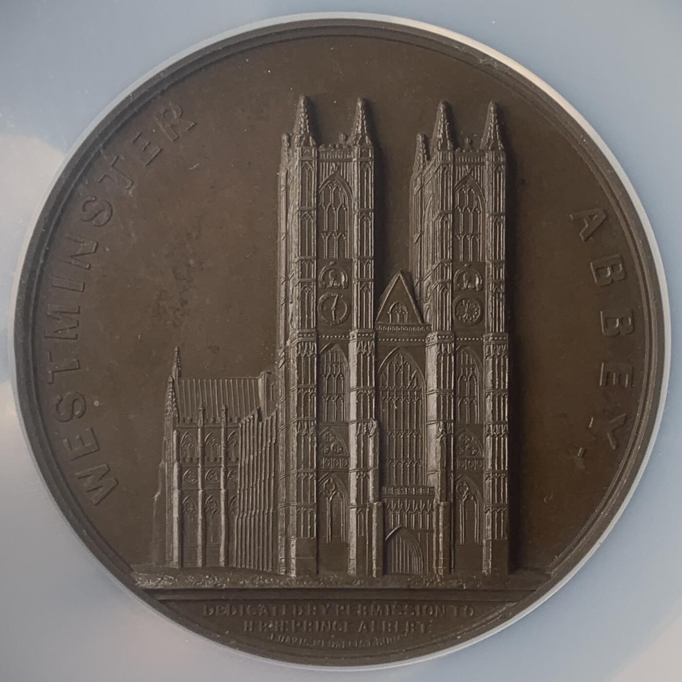 掌中浮雕-藏着的欧洲第048场 NGC MS63 ：英国威斯敏斯特教堂铜章，60mm