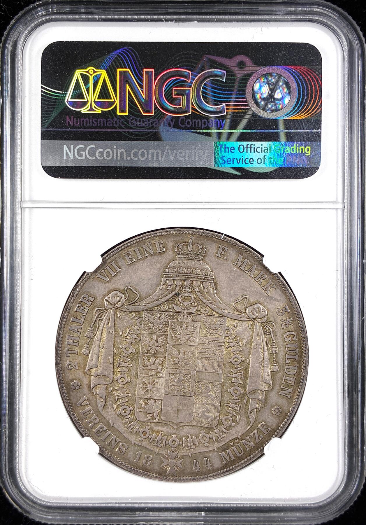 【雨安】【直播拍卖】【第0123期-评级币章】2026-01-10 周六 19:30 [评级德国] Germany 德国 德意志 2泰勒 Prussia普鲁士 Thun.253/258 腓特烈·威廉四世 1844年  NGC-AU50