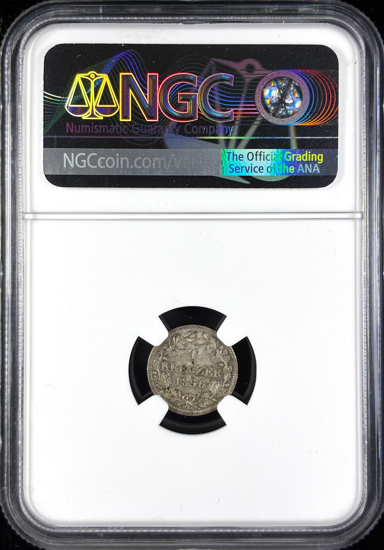 【雨安】【直播拍卖】【第0123期-评级币章】2026-01-10 周六 19:30 [评级德国] Germany 德国 德意志 巴伐利亚 1克鲁泽 1856年  NGC-MS63