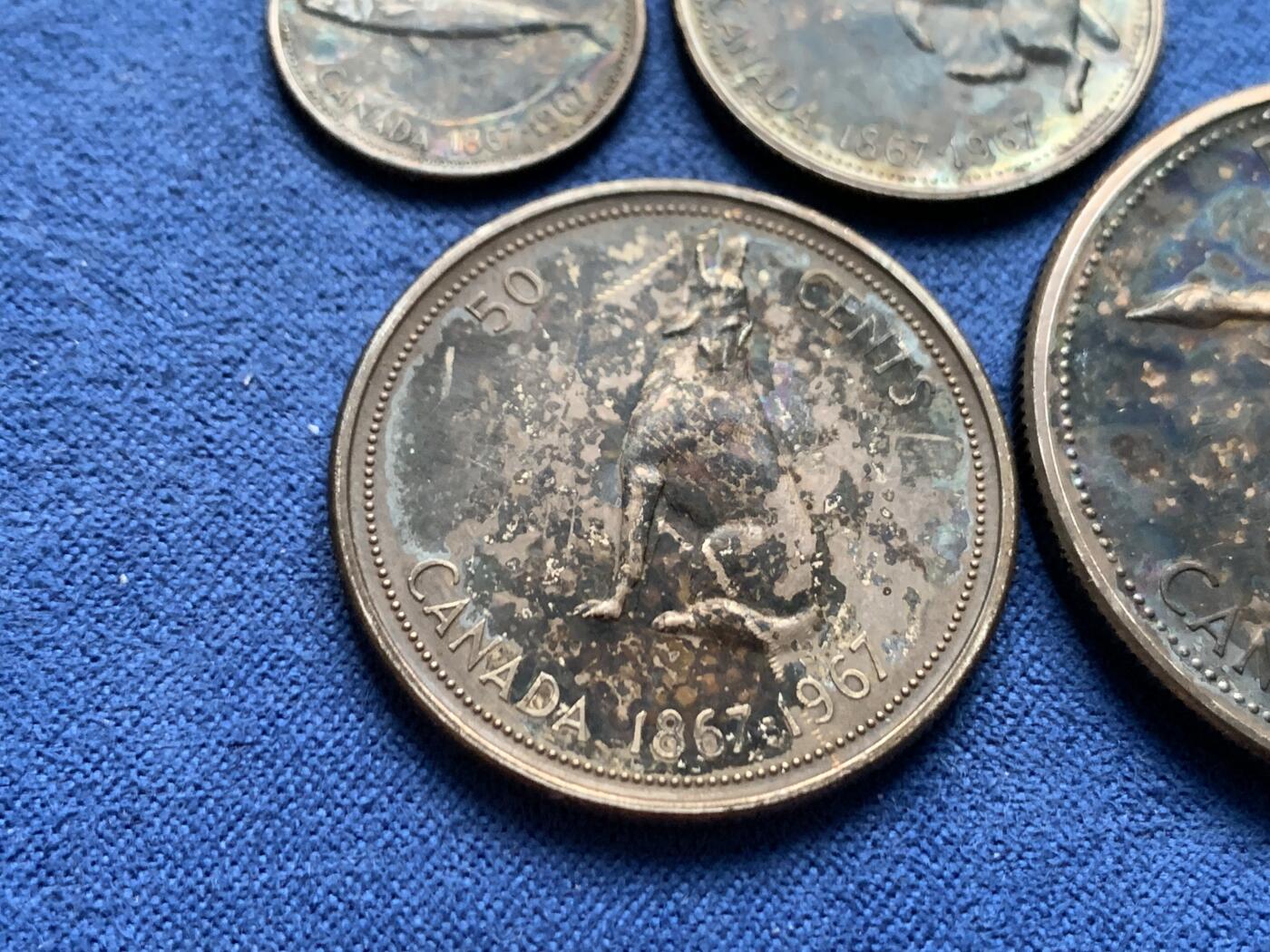 《竞宝斋》第455场 周日，周一 2场连拍 （全场包邮，欢迎送拍） 四枚一组 加拿大1967年10分/25分/50分/1元银币 总重约42.95克