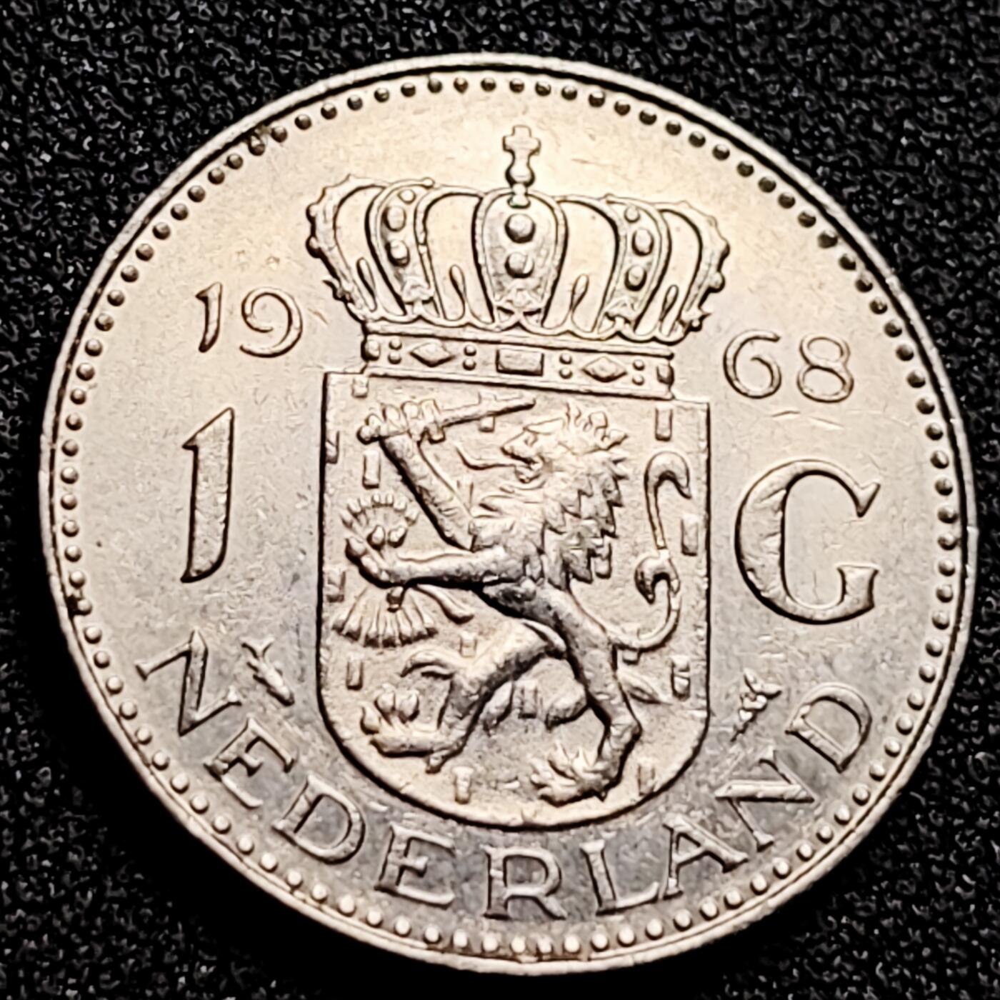 泉币菌-第165场-新年第八场 精品福利场 荷兰1盾女王朱莉安娜硬币 立狮 25毫米 