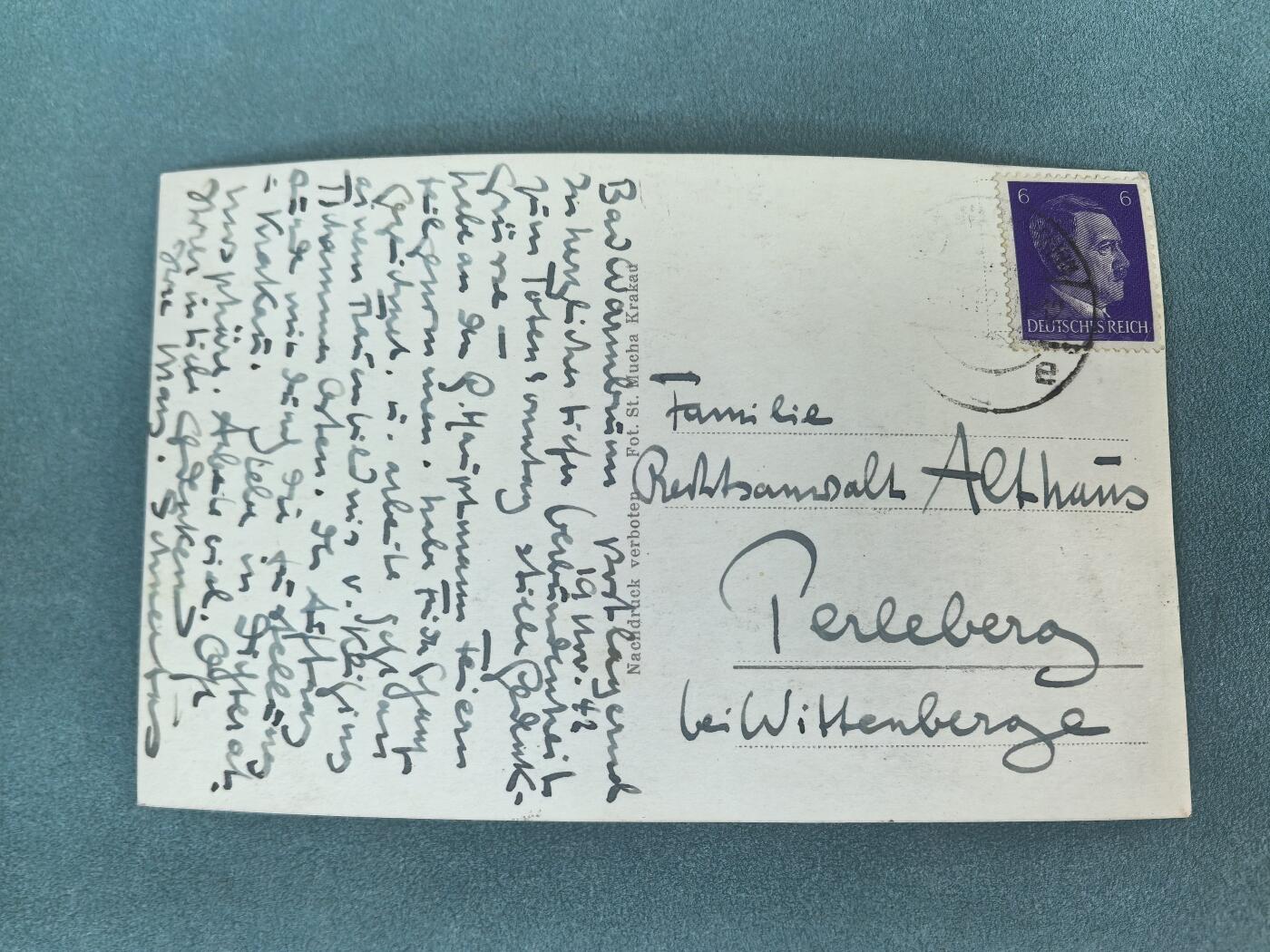 盛世勋华——号角文化勋章邮票专场拍卖第297期 德国（1939）1942年实寄明信片 贴小胡子邮票 克拉科夫东方劳动研究院