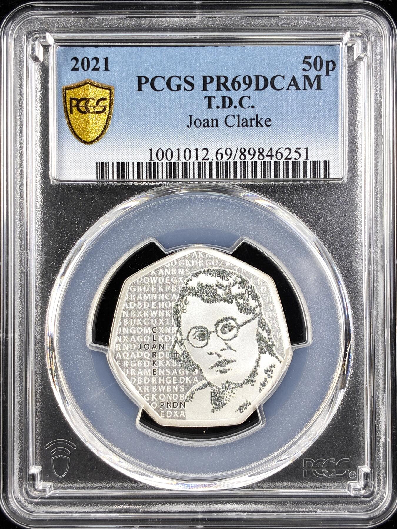 【雨安】【直播拍卖】【第0123期-评级币章】2026-01-10 周六 19:30 [评级现代] Tristan da Cunha 特里斯坦-达库尼亚群岛 50便士 2021年 密码学家琼·克拉克 PCGS-PR69DCAM 精制币